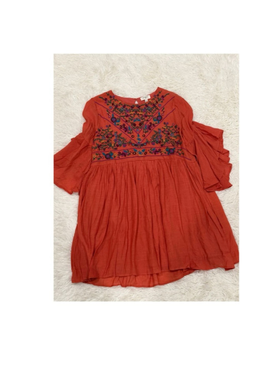 Umgee Tops - Umgee Orange Boho Bliss Embroidered Tunic Top Size L (NWOT)